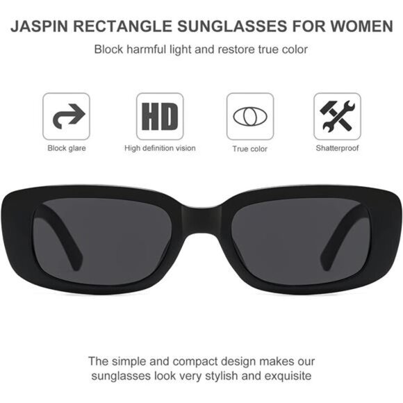 Y2K Rectangle Sunglasses Women Men Retro 90s Square Frame UV400 Trendy Shades - Picture 5 of 7